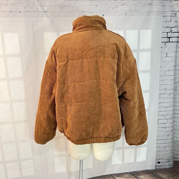 Fashion Nova NWT Camel High Neck Cover Your Tracks Puffer Jacket Size 2X - Picture 8 of 13